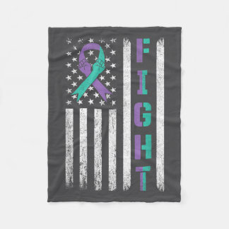 Suicide Prevention Awareness Teal Purple Usa Flag  Fleecedecke