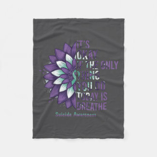 Suicide Prevention Awareness Teal Ribbon And Sunfl Fleecedecke