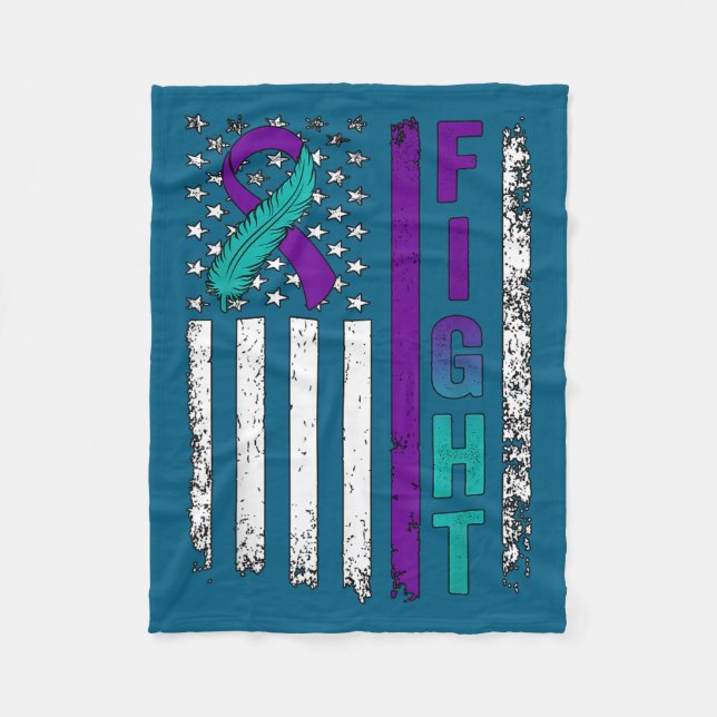 Suicide Prevention Awareness Usa American Flag Rib Fleecedecke (Vorderseite)