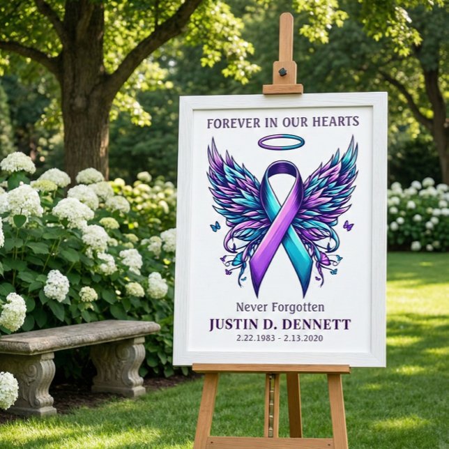 Suicide Prevention Memorial Funeral Welcome Sign Poster (Suicide prevention awareness memorial funeral welcome sign for celebration of life)