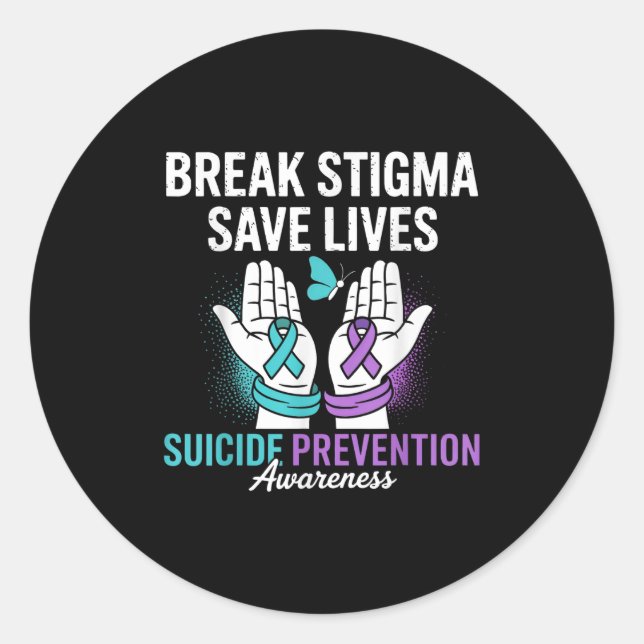 Suicide Prevention Suprt Break Stigma Suicide Awar Runder Aufkleber (Vorderseite)