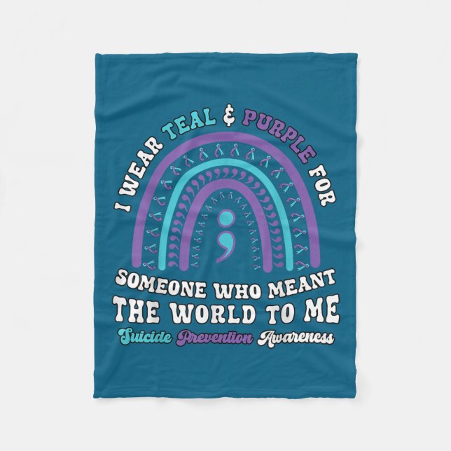 Suicide Prevention Wear Teal Purple Mental Health  Fleecedecke (Vorderseite)