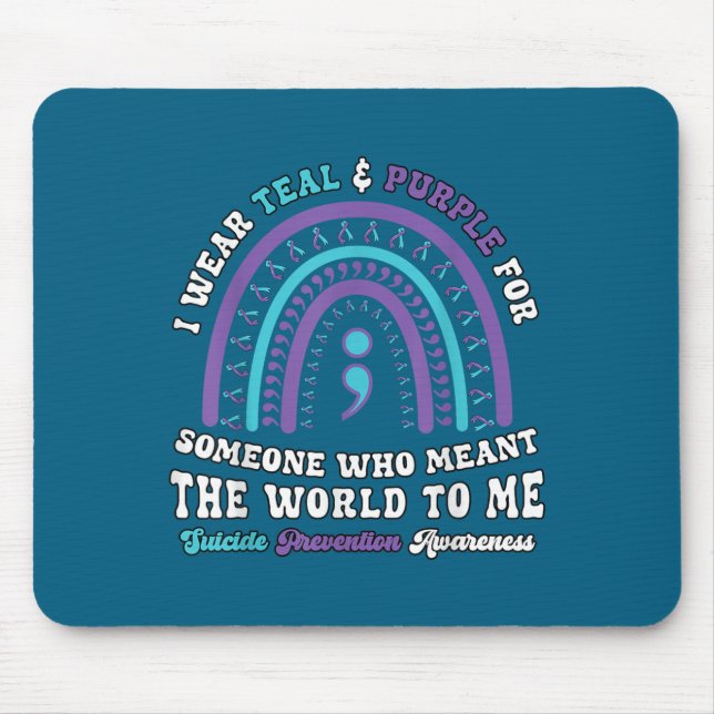 Suicide Prevention Wear Teal Purple Mental Health  Mousepad (Vorne)