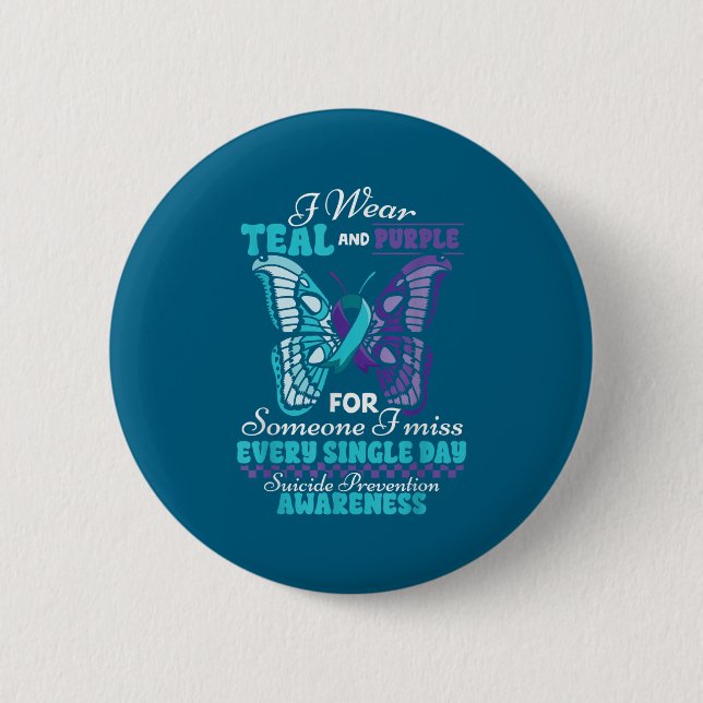 Suicide Prevention Wear Teal Purple Someone I Miss Button (Vorderseite)