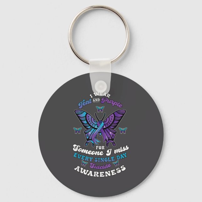 Suicide Prevention Wear Teal Purple Someone I Miss Schlüsselanhänger (Vorderseite)