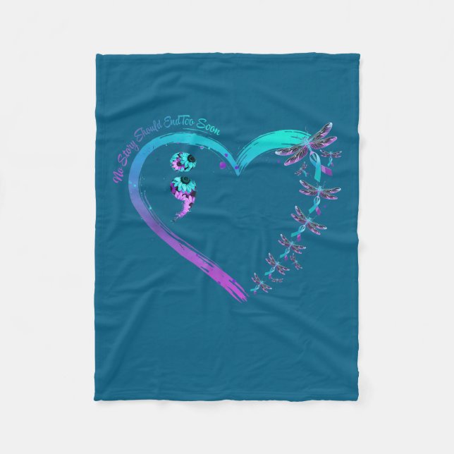 Suicide Prevention Week Dragonfly Heart Ribbon Sem Fleecedecke (Vorderseite)