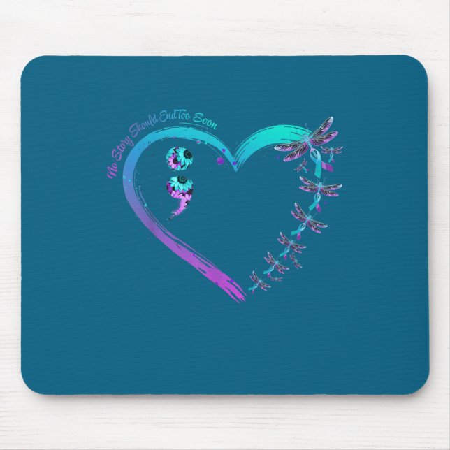 Suicide Prevention Week Dragonfly Heart Ribbon Sem Mousepad (Vorne)