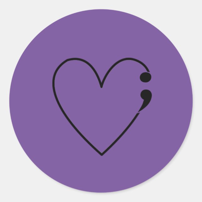 Suicide Semicolon Heart Stickers (Vorderseite)