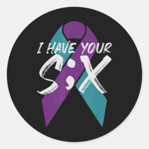 Suicide Semicolon Six Geschenk Runder Aufkleber