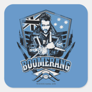 Suicide Squad   Abzeichen Boomerang Quadratischer Aufkleber