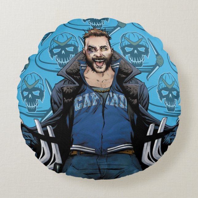 Suicide Squad | Boomerang Comic Buchkunst Rundes Kissen (Vorderseite)