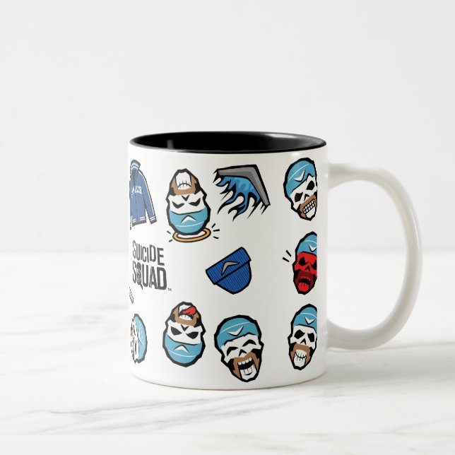 Suicide Squad | Captain Boomerang Emoji Pattern Zweifarbige Tasse (Rechts)