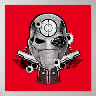 Suicide Squad Deadshot Mask & Guns Tattoo Art Poster