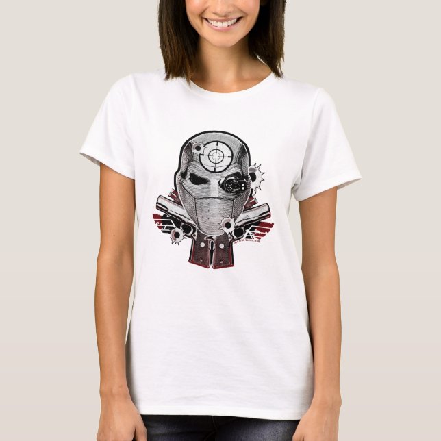 Suicide Squad | Deadshot Mask & Guns Tattoo Art T-Shirt (Vorderseite)