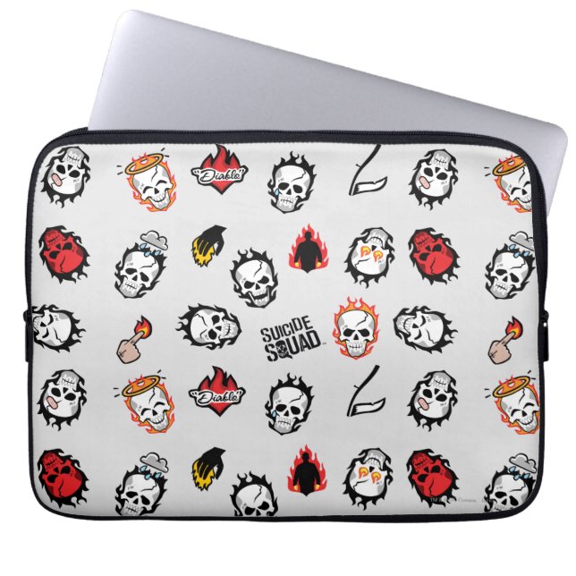 Suicide Squad | Diablo Emoji Pattern Laptopschutzhülle (Vorderseite)