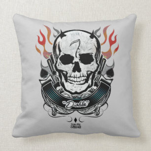 Suicide Squad   Diablo Skull & Flames Tattoo Art Kissen
