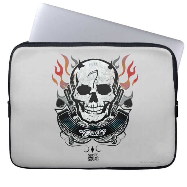 Suicide Squad | Diablo Skull & Flames Tattoo Art Laptopschutzhülle (Vorderseite)