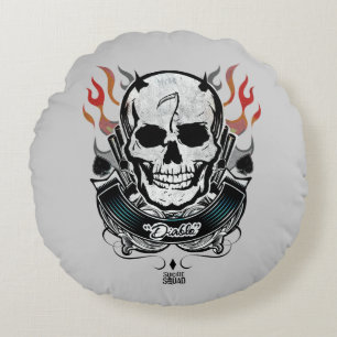 Suicide Squad   Diablo Skull & Flames Tattoo Art Rundes Kissen