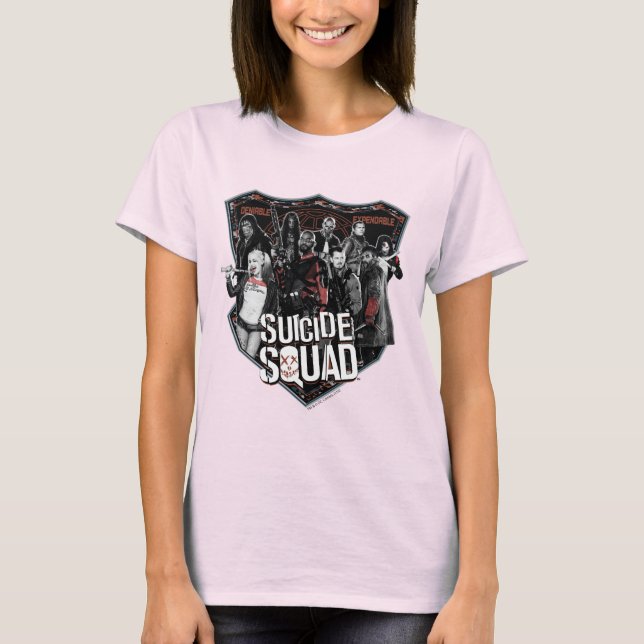 Suicide Squad | Group Abzeichen Foto T-Shirt (Vorderseite)