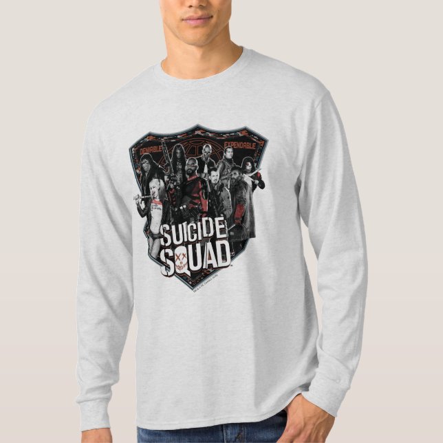 Suicide Squad | Group Abzeichen Foto T-Shirt (Vorderseite)