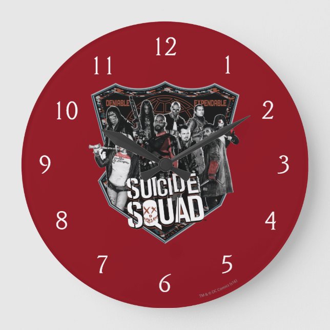 Suicide Squad Group Badge Foto Große Wanduhr (Vorderseite)