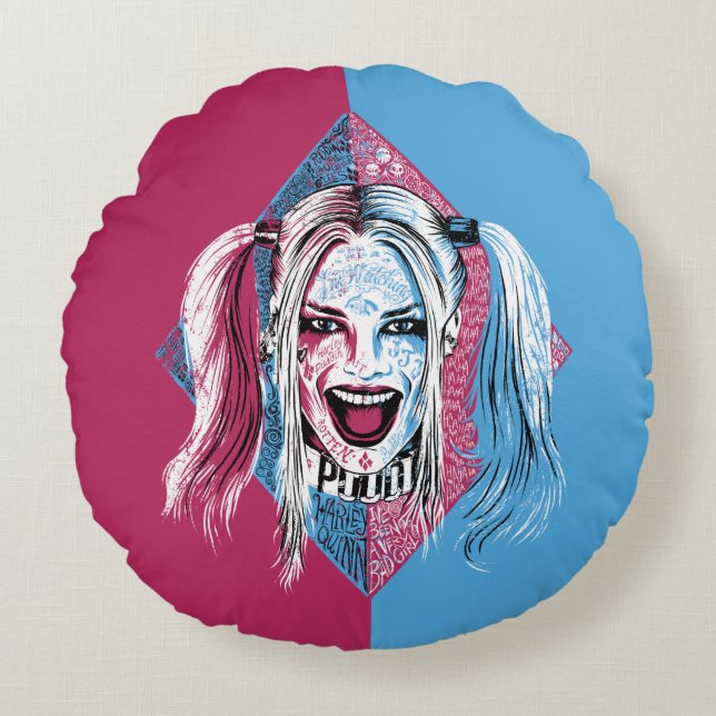 Suicide Squad | Harley Laugh Rundes Kissen (Vorderseite)