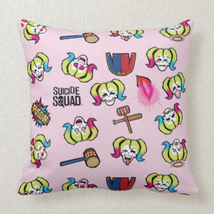 Suicide Squad   Harley Quinn Emoji Pattern Kissen