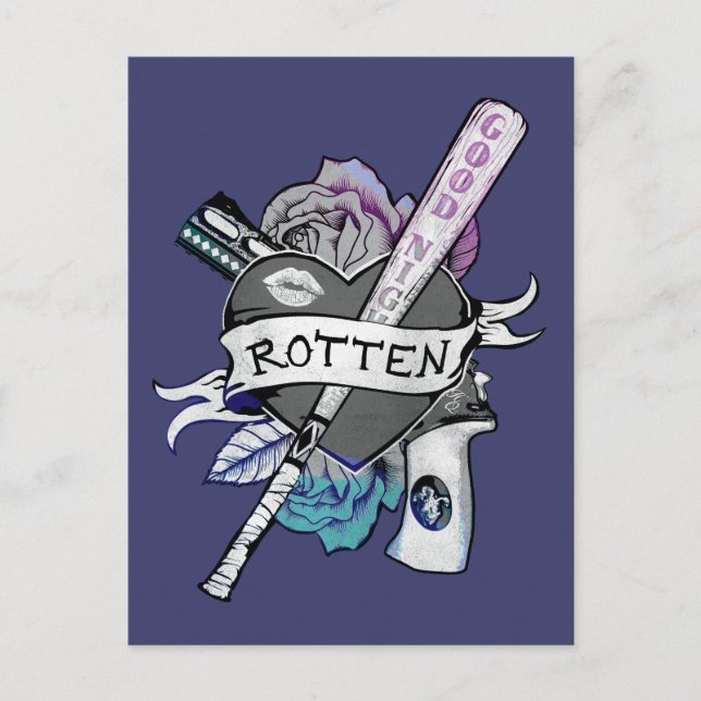 Suicide Squad | Harley Quinn "Rotten" Tattoo Art Postkarte (Vorderseite)