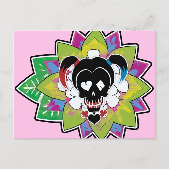 Suicide Squad | Harley Quinn Skull Tattoo Art Postkarte (Vorderseite)