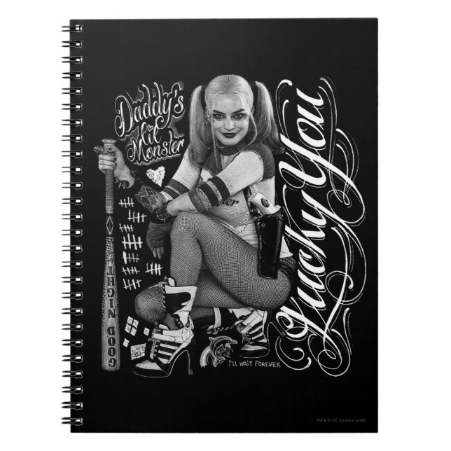 Suicide Squad | Harley Quinn Typografy Foto Notizblock (Vorderseite)