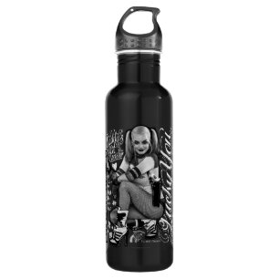 Suicide Squad   Harley Quinn Typografy Foto Trinkflasche