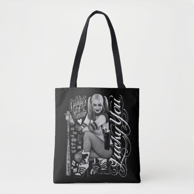 Suicide Squad Harley | Quinn Typography Foto Tasche (Vorderseite)