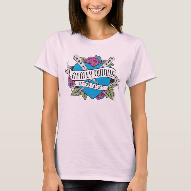 Suicide Squad | Harley Quinns Tattoo Parlor Herz T-Shirt (Vorderseite)