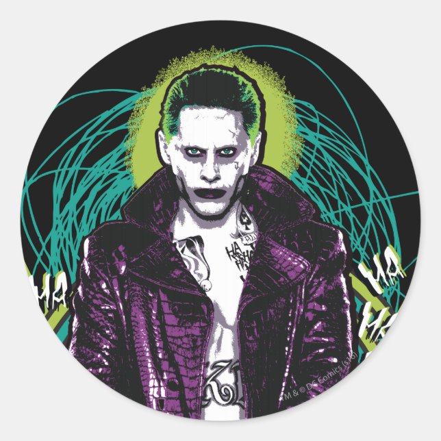 Suicide Squad | Joker Retro Rock Graphic Runder Aufkleber (Vorderseite)