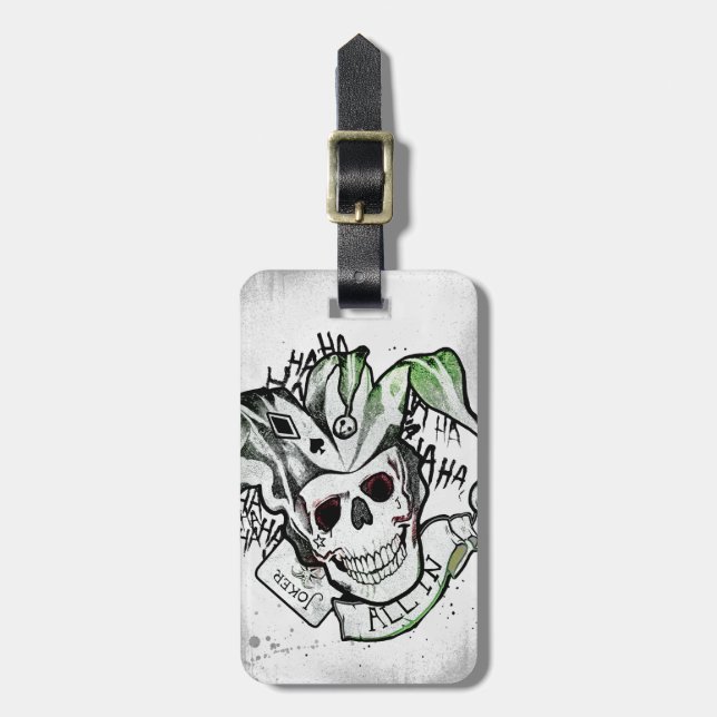 Suicide Squad | Joker Skull "All in" Tattoo Art Gepäckanhänger (Vorderseite vertikal)