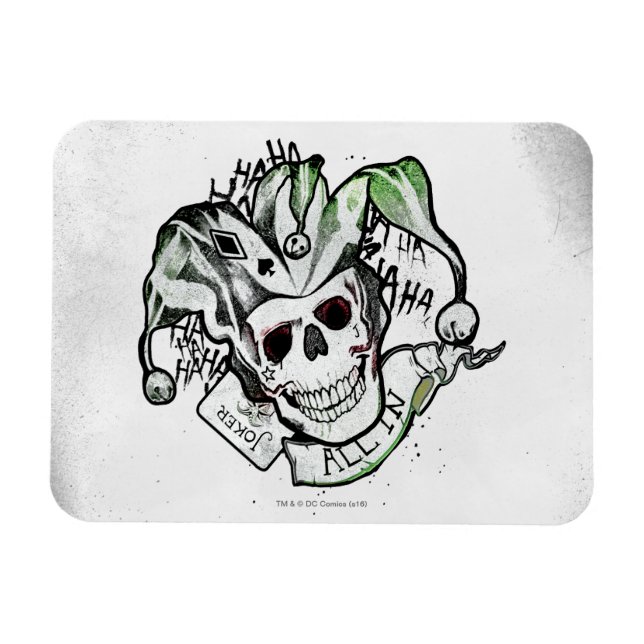 Suicide Squad | Joker Skull "All in" Tattoo Art Magnet (Horizontal)