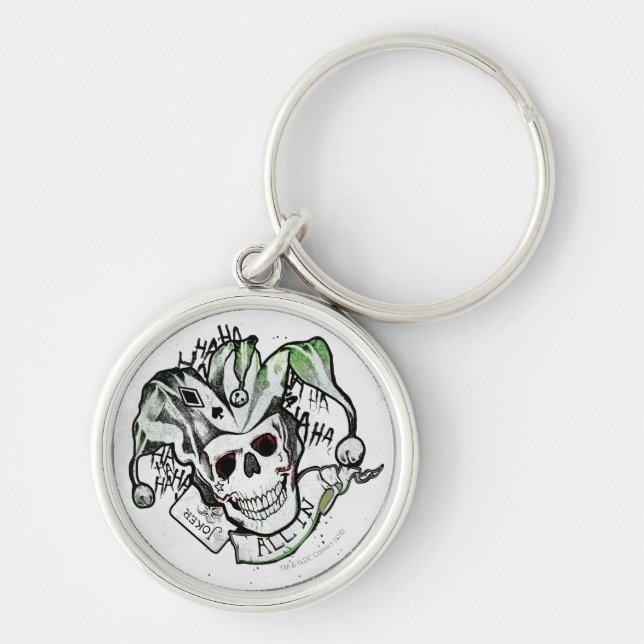 Suicide Squad | Joker Skull "All in" Tattoo Art Schlüsselanhänger (Vorne)