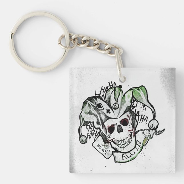 Suicide Squad Joker Skull | "All In" Tattoo Art Schlüsselanhänger (Vorderseite)