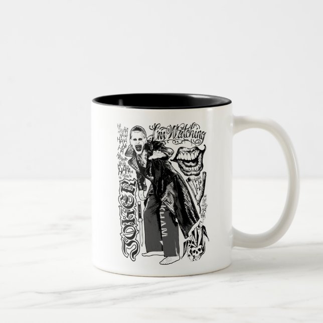 Suicide Squad | Joker Typografy Foto Zweifarbige Tasse (Rechts)