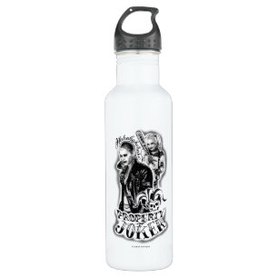 Suicide Squad Joker und Harley Airbrush Tattoo Edelstahlflasche