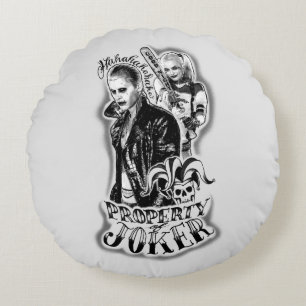 Suicide Squad   Joker und Harley Airbrush Tattoo Rundes Kissen