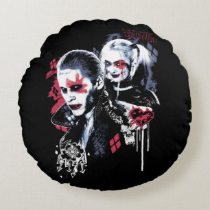 Suicide Squad Joker und Harley Painted Graffiti Rundes Kissen