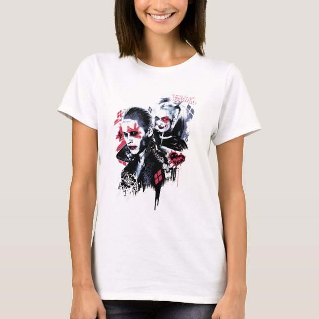 Suicide Squad | Joker und Harley Painted Graffiti T-Shirt (Vorderseite)
