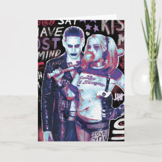 Suicide Squad | Joker und Harley Typografy Foto Karte