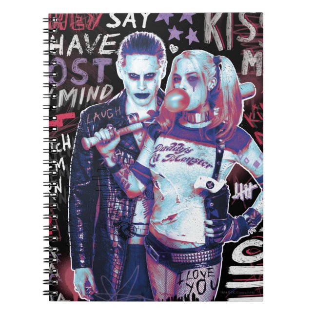 Suicide Squad | Joker und Harley Typografy Foto Notizblock (Vorderseite)