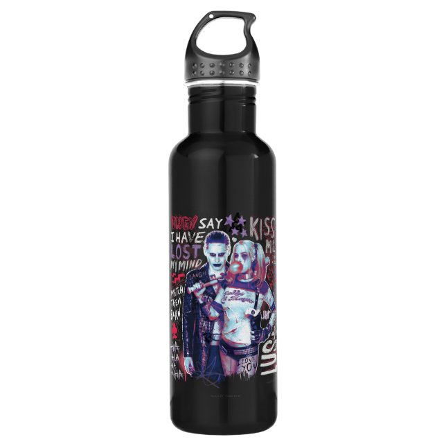 Suicide Squad | Joker und Harley Typografy Foto Trinkflasche (Vorderseite)