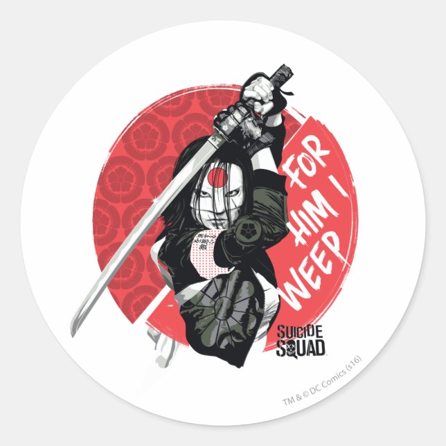 Suicide Squad | Katana "Für Ihm weine ich" Runder Aufkleber (Vorderseite)
