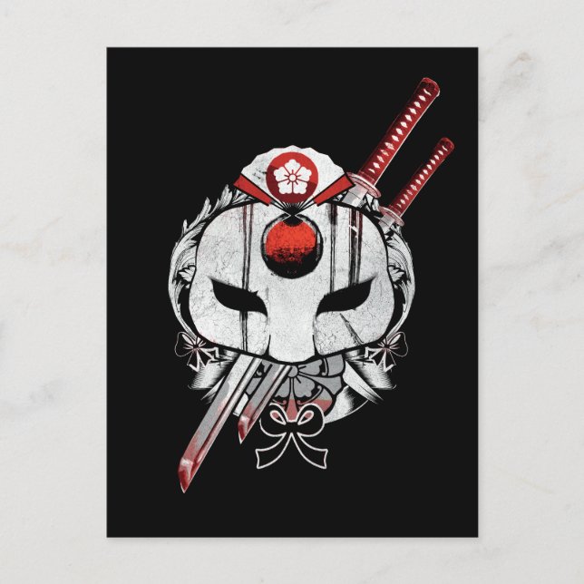 Suicide Squad | Katana Mask & Schwerter Tattoo Art Postkarte (Vorderseite)