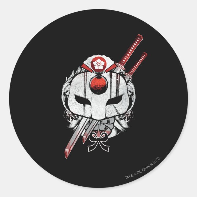 Suicide Squad | Katana Mask & Schwerter Tattoo Art Runder Aufkleber (Vorderseite)