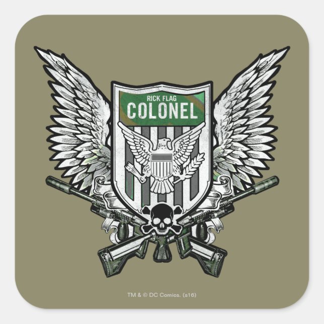 Suicide Squad | Rick Flag Winged Wappen Tattoo Art Quadratischer Aufkleber (Vorderseite)